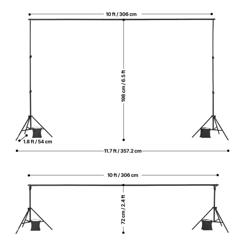 VEVOR 6.5 x 10 ft Backdrop Stand, Adjustable Photo Backdrop Stand Kit, Portable Background Backdrop Stand with 5 Crossbars, Heavy Duty Projector