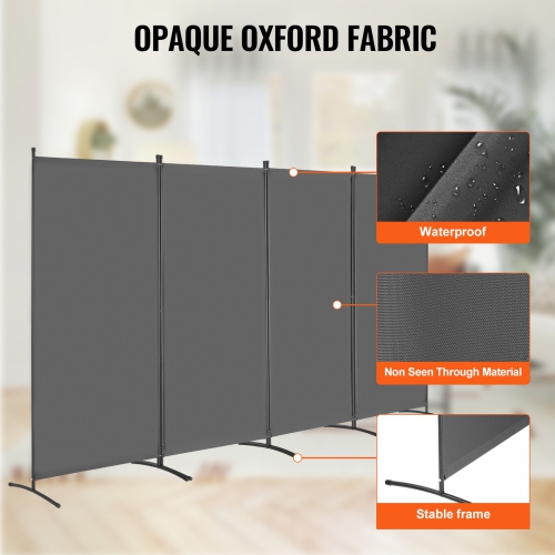 VEVOR Room Divider, 4 Panels Room Divider, Folding Privacy Screen and Portable Partition Divider for Room Separation, Freestanding Room Partitions