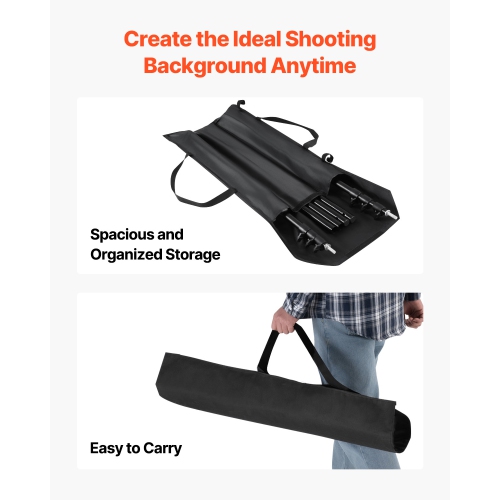 VEVOR 10 x 10 ft Backdrop Stand, Adjustable Photo Backdrop Stand Kit, Portable Background Backdrop Stand with 4 Crossbars, Heavy Duty Projector