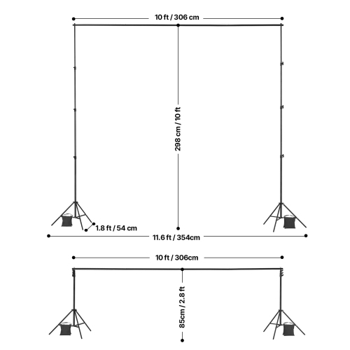 VEVOR 10 x 10 ft Backdrop Stand, Adjustable Photo Backdrop Stand Kit, Portable Background Backdrop Stand with 4 Crossbars, Heavy Duty Projector