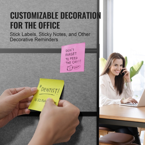 VEVOR 2 Panel Office Divider, Office Partition, Freestanding Office Divider Wall Partition & Privacy Divider Reduce Noise and Room Separation, Dark