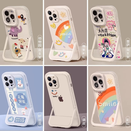 Integrated bracket i16promax Apple mobile phone case 13 new phone15pro niche 16 transparent protective cover