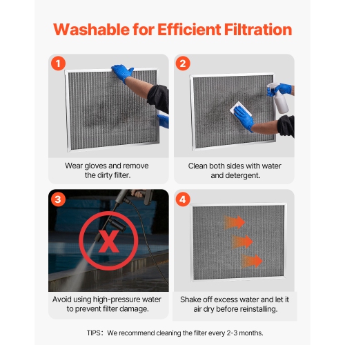 VEVOR 20x25x1 inch Electrostatic Air Filter, Washable & Reusable Aluminum AC/HVAC Furnace Filter, MERV 8 Long Lifetime, Home or Office