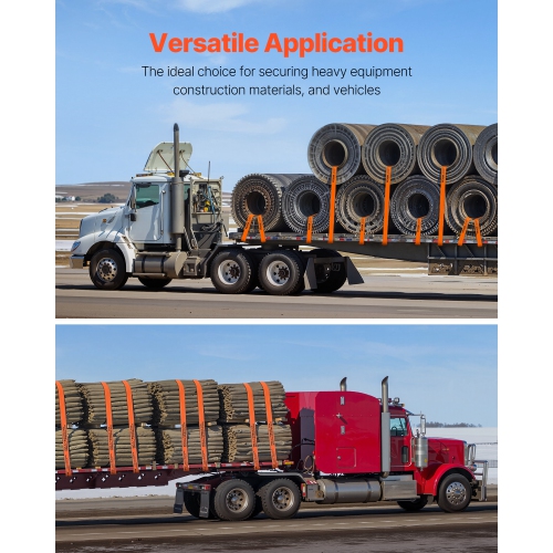 VEVOR 4 in x 30 ft Winch Straps, Truck Straps with Flat Hook, 10 Pack, with 18000 lbs Break Strength, Cargo Tie-Down Straps, for Flatbeds, Trucks,