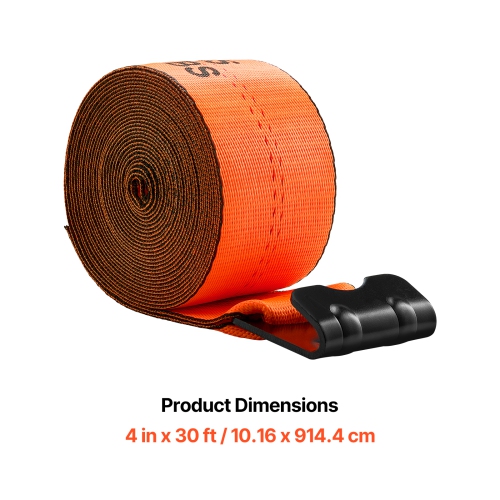 VEVOR 4 in x 30 ft Winch Straps, Truck Straps with Flat Hook, 10 Pack, with 18000 lbs Break Strength, Cargo Tie-Down Straps, for Flatbeds, Trucks,