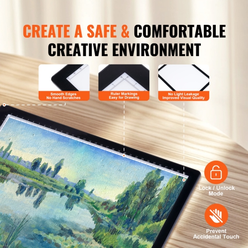 VEVOR A4 Light Board, LED Light Pad with 3 Level Brightness, USB Powered Light Table for Tracing, for Diamond Painting, Animation, Sketching,