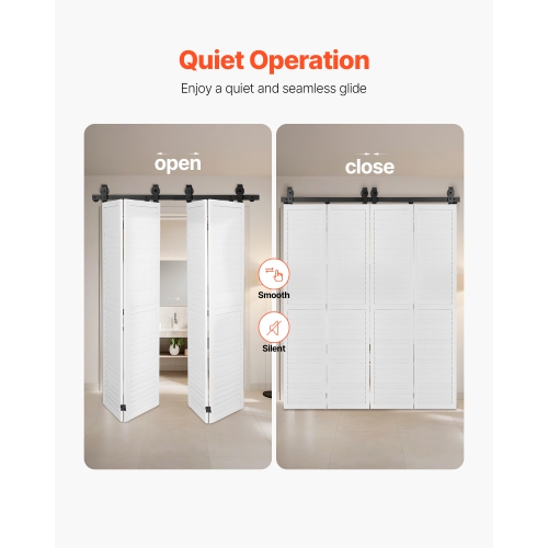 VEVOR 52" Bi-Folding Sliding Barn Door Hardware Track Kit, Top Mount Track Kit, Slide Smoothly, Easy to Install, Suitable for Four 12" Closet Pantry