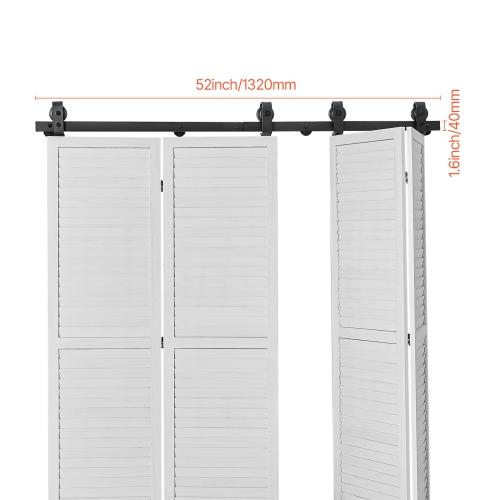VEVOR 52" Bi-Folding Sliding Barn Door Hardware Track Kit, Top Mount Track Kit, Slide Smoothly, Easy to Install, Suitable for Four 12" Closet Pantry