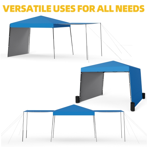 EROMMY 10x10 FT Pop Up Canopy Tent with 2 Sidewalls - Waterproof Instant Shelter for Outdoor Events, Farmers Markets, Backyard Parties - Blue