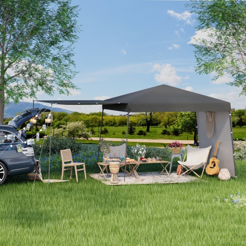 Tente commerciale de 10 x 10 pi EROMMY – Pare-soleil étanche de protection UV, 2 parois latérales incluses, tente escamotable à configuration rapide