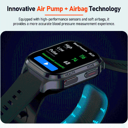 Airbag Blood Pressure Monitoring Watch, Bluetooth Call Smart Watch With Blood Oxygen, Blood Sugar, and Uric Acid Detection