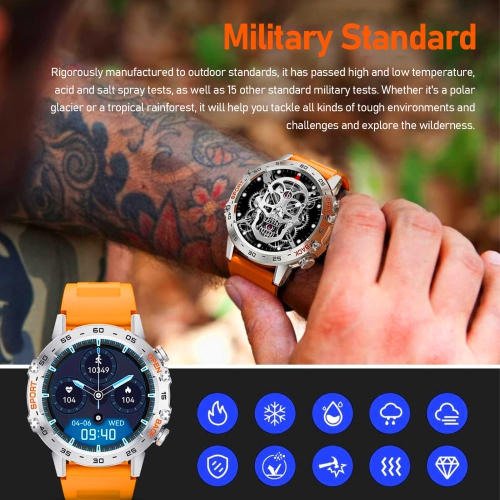 Bluetooth Calling Smart Watch With 1.39-Inch IPS Large Screen, Outdoor Sports Watch With Heart Rate and Blood Pressure Monitoring – Orange