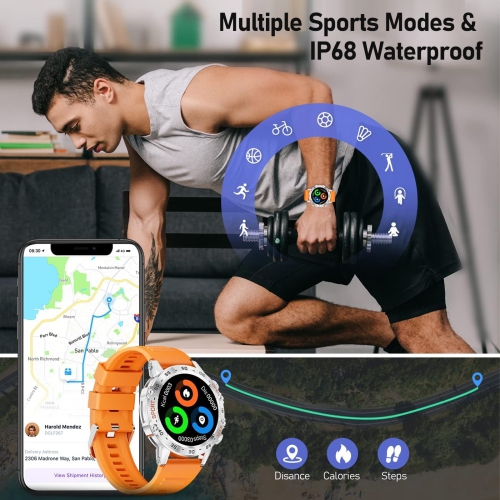 Bluetooth Calling Smart Watch With 1.39-Inch IPS Large Screen, Outdoor Sports Watch With Heart Rate and Blood Pressure Monitoring – Orange