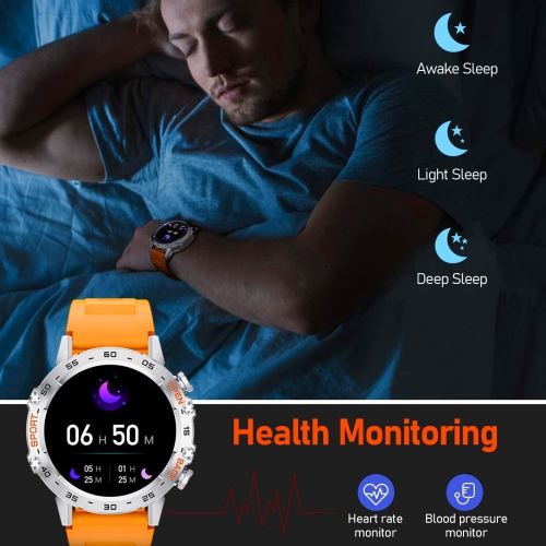 Bluetooth Calling Smart Watch With 1.39-Inch IPS Large Screen, Outdoor Sports Watch With Heart Rate and Blood Pressure Monitoring – Orange