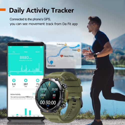 Men's Sports Watch, Bluetooth Call Smart Watch With Blood Pressure, Blood Oxygen, and Heart Rate Monitoring