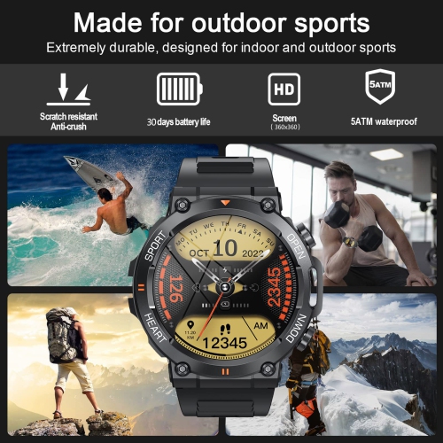 Men's Sports Watch, Bluetooth Call Smart Watch With Blood Pressure, Blood Oxygen, and Heart Rate Monitoring