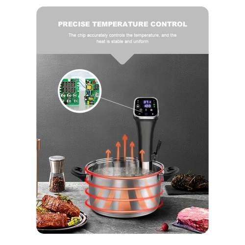 Circulateur sous vide , Cuiseur sous vide 1100 W Circulateur d'immersion thermique étanche avec menus prédéfinis pour la cuisson