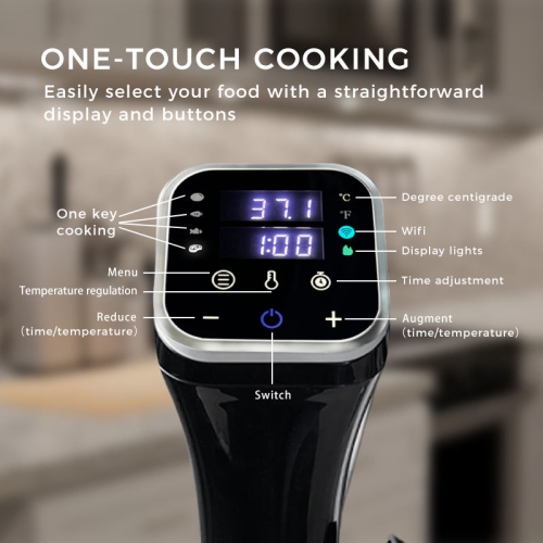 Circulateur sous vide , Cuiseur sous vide 1100 W Circulateur d'immersion thermique étanche avec menus prédéfinis pour la cuisson