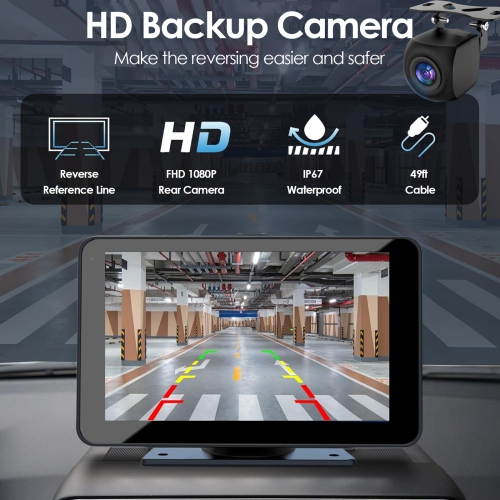 Navigation à l'écran CarPlay pour l'auto, écran tactile HD de 7&nbsp;po stéréo pour l'auto avec Android Auto sans fil, commande vocale, Bluetooth,