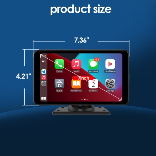 Navigation à l'écran CarPlay pour l'auto, écran tactile HD de 7&nbsp;po stéréo pour l'auto avec Android Auto sans fil, commande vocale, Bluetooth,