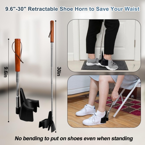Shoe Horn Long Handle for Seniors, 9.4"-30" Telescoping Shoe Horns for Shoe Assist Shoe Helper , Best Gifts for Elderly Dad Parents