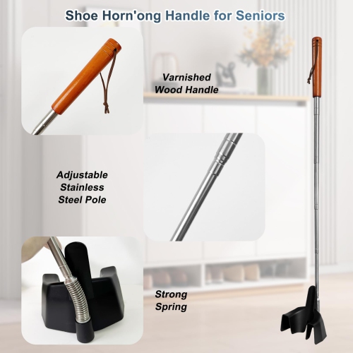Shoe Horn Long Handle for Seniors, 9.4"-30" Telescoping Shoe Horns for Shoe Assist Shoe Helper , Best Gifts for Elderly Dad Parents