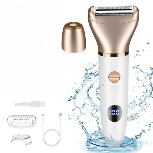 2-in-1 Women Electric Shaver Dual Head Bikini Trimmer,Electric Razor for Face Legs Underarms,Wet & Dry Use Cordless Painless Hair Removal