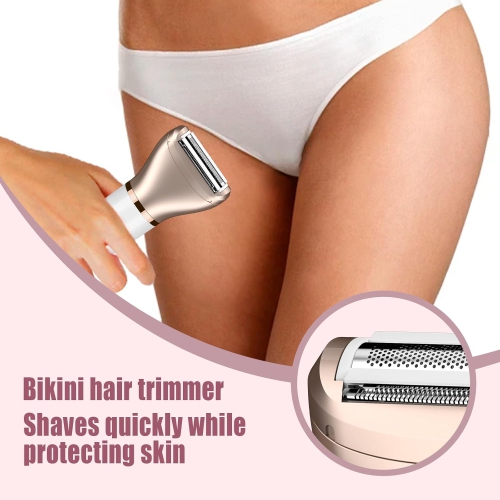 2-in-1 Women Electric Shaver Dual Head Bikini Trimmer,Electric Razor for Face Legs Underarms,Wet & Dry Use Cordless Painless Hair Removal