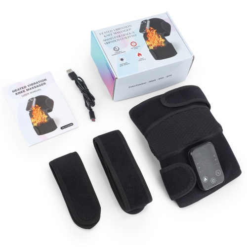 Electric knee massager with IR heating, 3-in-1 Cordless Knee Massager Electric Heating Knee Shoulder Pad 3-Modes Vibration Leg Joint Muscle Relax
