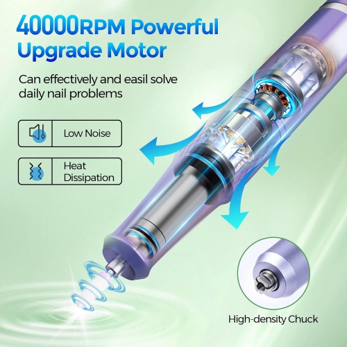 Nail Drill Electric File,Professional Nail Drill Kit,40000RPM E-File Machine with 12 Drill Bits for Acrylic Nails Remove Nail Gel Polish Manicure for