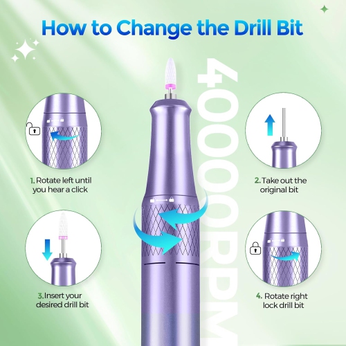 Nail Drill Electric File,Professional Nail Drill Kit,40000RPM E-File Machine with 12 Drill Bits for Acrylic Nails Remove Nail Gel Polish Manicure for