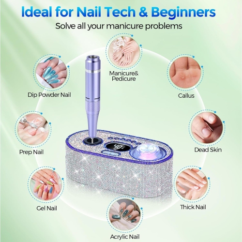 Nail Drill Electric File,Professional Nail Drill Kit,40000RPM E-File Machine with 12 Drill Bits for Acrylic Nails Remove Nail Gel Polish Manicure for