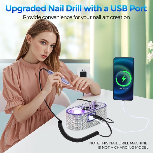 Nail Drill Electric File,Professional Nail Drill Kit,40000RPM E-File Machine with 12 Drill Bits for Acrylic Nails Remove Nail Gel Polish Manicure for