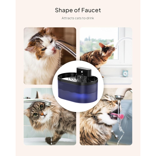 Wireless Cats Fountain Battery Operated Automatic Water Dispenser 2.2L Capcacity
