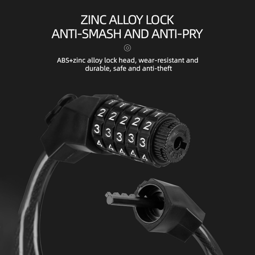 Bike lock, 4-foot long weatherproof heavy duty anti-theft security bike chain lock, 5-position resettable coil cable lock for locking mountain bike