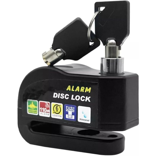 Disc Brake Lock, Extra Strong 110db Alarm Anti-Theft Motorcycle/Bicycle Lock, Heavy Duty Security Disc Lock with Key for Motorcycles, Scooters and
