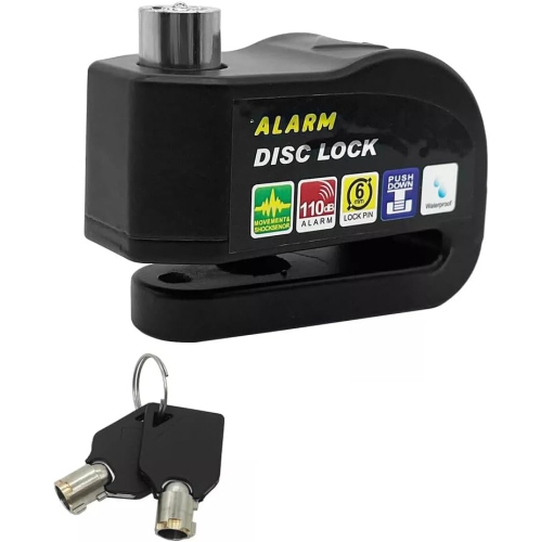 Disc Brake Lock, Extra Strong 110db Alarm Anti-Theft Motorcycle/Bicycle Lock, Heavy Duty Security Disc Lock with Key for Motorcycles, Scooters and