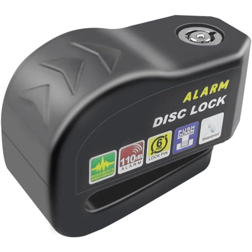 Disc Brake Lock, Extra Strong 110db Alarm Anti-Theft Motorcycle/Bicycle Lock, Heavy Duty Security Disc Lock with Key for Motorcycles, Scooters and