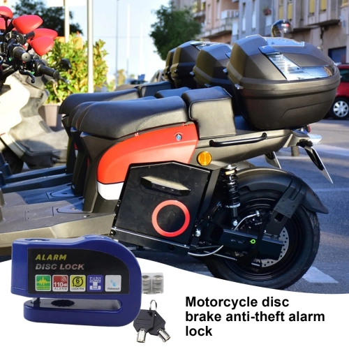 Disc Brake Lock, Extra Strong 110db Alarm Anti-Theft Motorcycle/Bicycle Lock, Heavy Duty Security Disc Lock with Key for Motorcycles, Scooters and