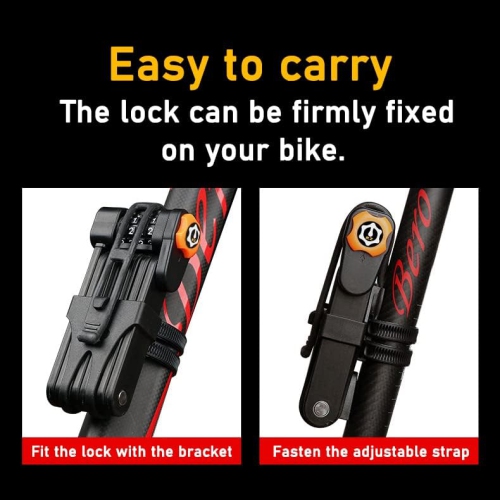 Folding bicycle lock, 4 digit combination anti-theft lock, heavy duty alloy steel, anti-scratch coating, waterproof, rust-proof, foldable bicycle