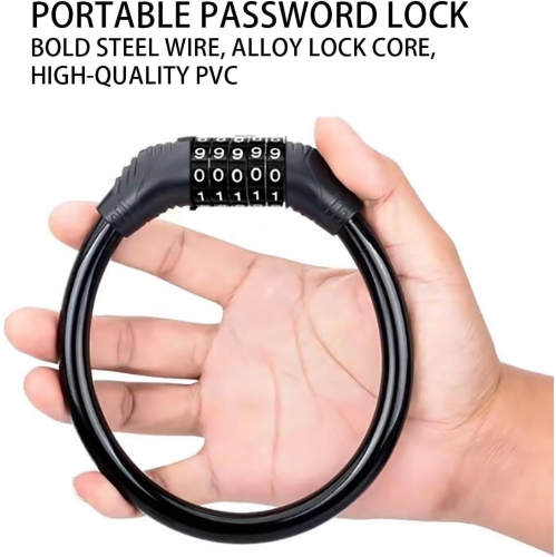 Bicycle lock password lock electric vehicle anti-theft wire lock five-digit password bicycle motorcycle chain - 40cm super thick