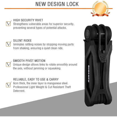 Bicycle Lock Bicycle Scooter Motorcycle Folding Lock with 2 Keys, Folding Chain Heavy Duty Alloy Steel Folding Lock