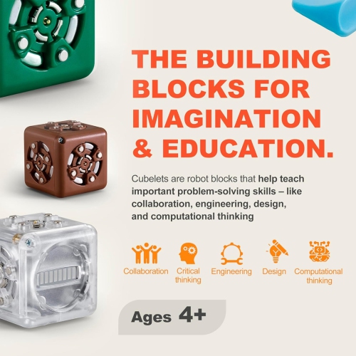 Modular Robotics Flashlight Cubelet Robot Cube Blocks - STEM Robot Cube for Home and Classroom Robotics - Ages 4+ Years