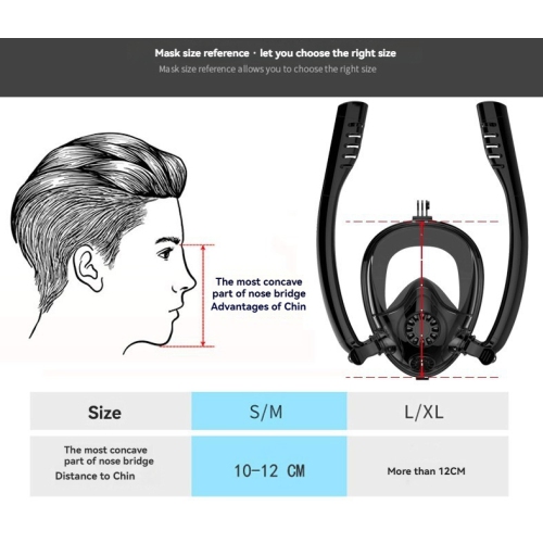 Lunettes de plongée à double tube entièrement sèches | Masque HD panoramique 180° | Étanche et étanche | Équipement de plongée avec tuba pour adultes