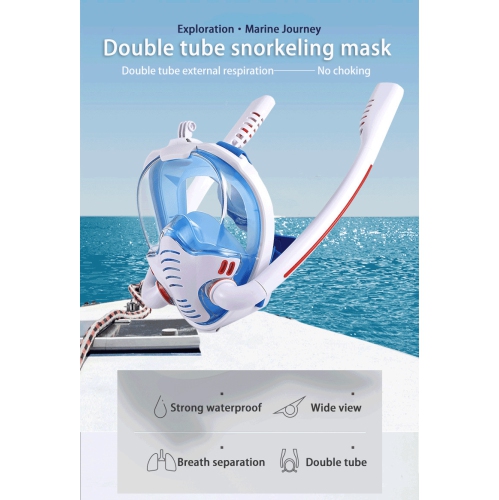 Double-tube full dry diving goggles | 180° panoramic HD mask | Waterproof and leakproof | Adult snorkeling equipment | Underwater photography [L/XL