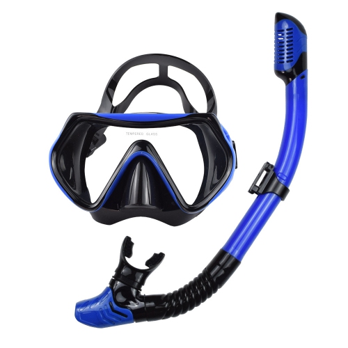 snorkeling two-piece set Tempered glass diving goggles + full dry breathing tube Anti-wave and anti-fog Ergonomic design Silicone mouthpiece Easy to
