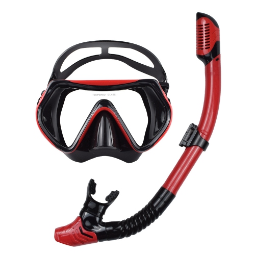 snorkeling two-piece set Tempered glass diving goggles + full dry breathing tube Anti-wave and anti-fog Ergonomic design Silicone mouthpiece Easy to