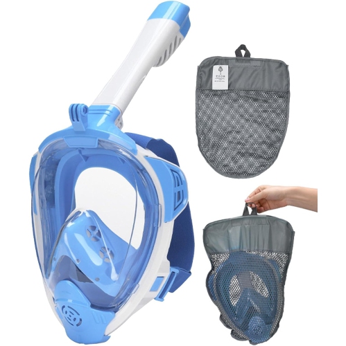 180° ultra-wide angle full dry snorkeling mask | dual airflow anti-fog system | comfortable silicone seal | adjustable headband | adult snorkeling