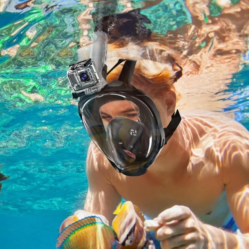 180° ultra-wide angle full dry snorkeling mask | dual airflow anti-fog system | comfortable silicone seal | adjustable headband | adult snorkeling