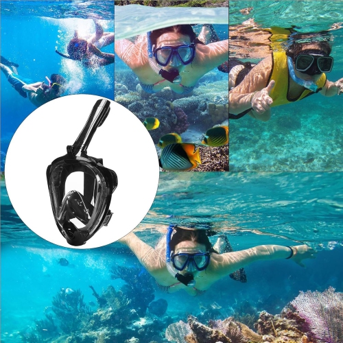 180° ultra-wide angle full dry snorkeling mask | dual airflow anti-fog system | comfortable silicone seal | adjustable headband | adult snorkeling